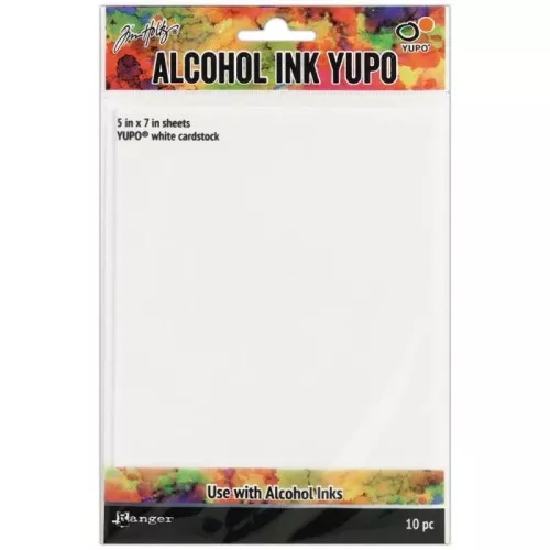10 Hojas de cartón blanc Yupo 127x177 mm para tintas alcool Ranger -Tim Holtz