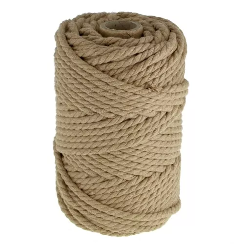 Bobina de cordón de algodón para macramé de 5 mm - Arena oscuro x50m