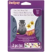 Molde de silicono Sculpey para hacer joyeria Flores y hojas x1