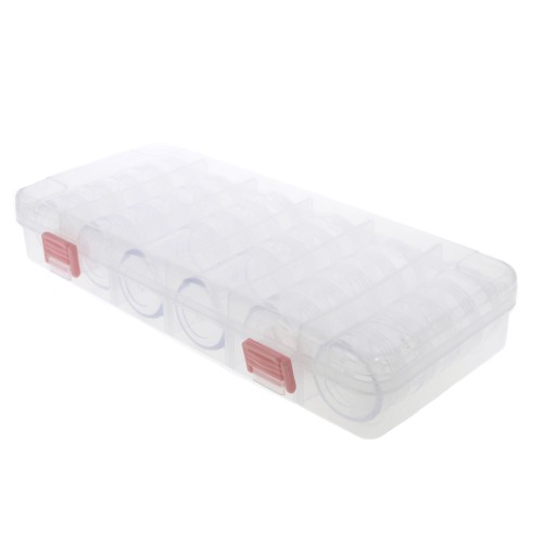 Caja para guardar cuentas, rocallas y materiales 27x12x4.5  cm 28 cajas