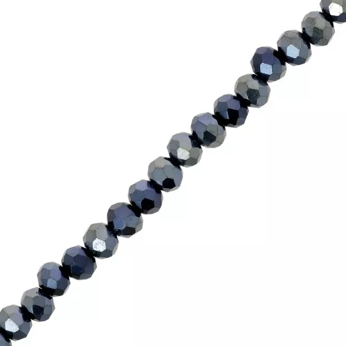 Cuentas facetadas redondas - aplanadas redondas - 4x3,5 mm - Hematites azabache x41cm