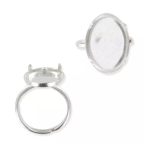 Anillo Engaste cabuchón fondo plano 18x13 mm talla 58 - Plata 925 x1