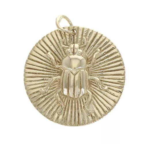 Colgante medallla motivo escarabajo 20 mm Chapado de Oro 3 micras x1