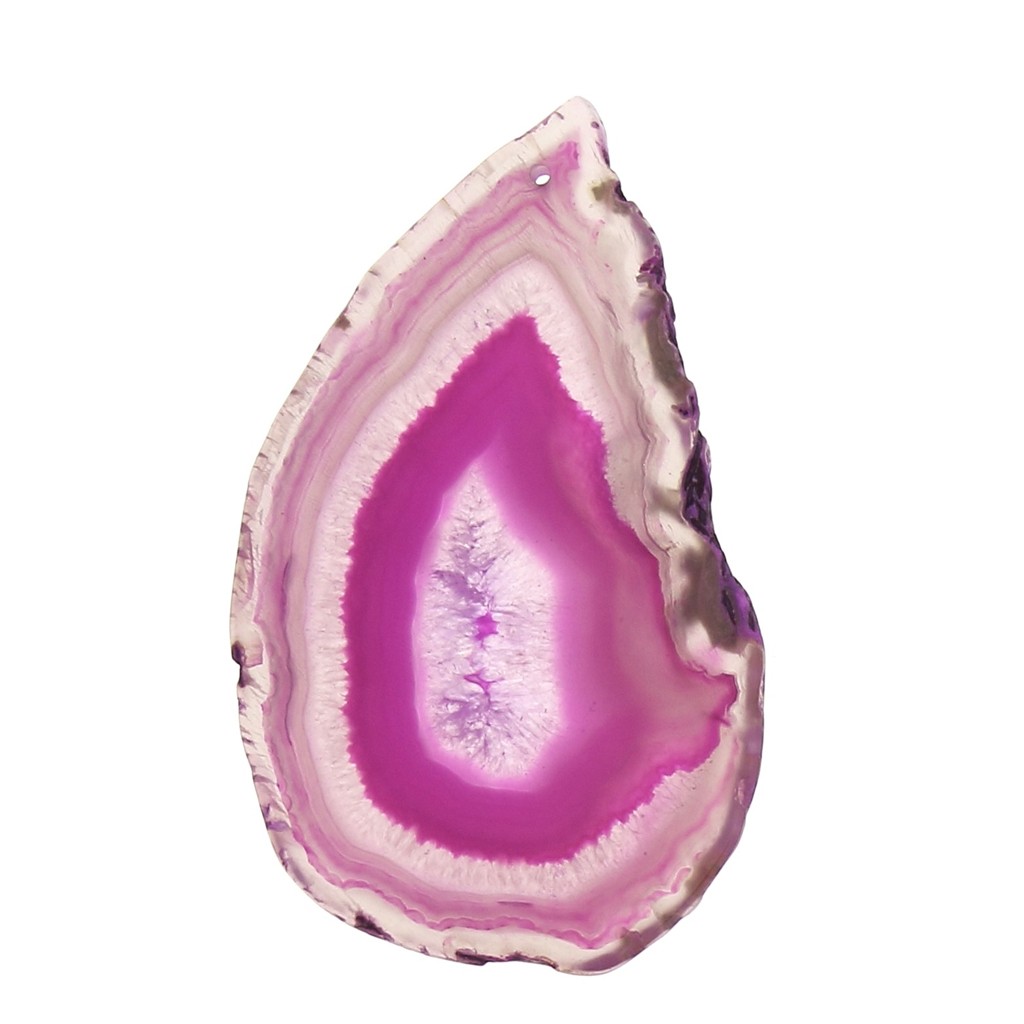 Colgante De Piedra Natural Agata Rebanada Tenida 40 80 Mm Fucsia X1 Perles Co