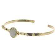 Pulsera jonc martillada con cuentas & Piedra de Luna 56x12 mm Chapado de Oro 3 micras x1|raw }}