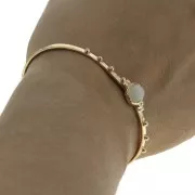 Pulsera jonc martillada con cuentas & Piedra de Luna 56x12 mm Chapado de Oro 3 micras x1
