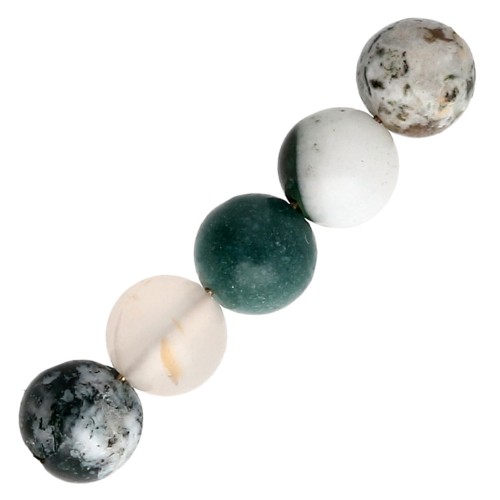 Cuentas redondas de piedra preciosa de ágata arbórea de 6,5 mm x 15