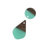 Colgante redondo de resina imitación madera 15 mm - Azul / Marrón x1