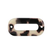 Colgante ovalado de acetato de celulosa 30x15 mm Concha de tortuga Blanco/Negro x1