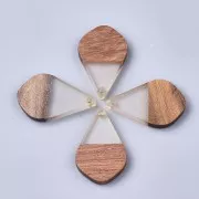 Colgante gota de resina de imitación madera 28x18 mm Transparent / Marrón x1