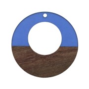 Colgante redondo - pendientes de resina de imitación madera 38 mm Azul/Marrón x1|raw }}