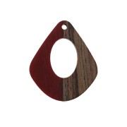 Colgante gota calado de resina de imitación madera 32.5x27 mm Rojo/Marrón x1|raw }}