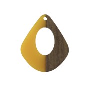 Colgante gota calado de resina de imitación madera 32.5x27 mm Amarillo/Marrón x1|raw }}