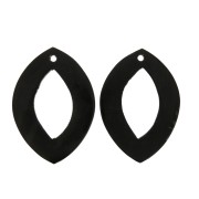 Colgantes étnicos de cuerno - forma rombo a rayas 55x40 mm Negro/ Marrón x2