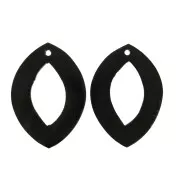 Colgantes étnicos de cuerno - forma rombo a rayas 55x40 mm Negro/ Marrón x2