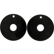 Colgantes étnicos de cuerno - forma redonda a rayas 51 mm Negro/ Marrón x2
