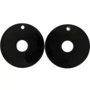 Colgantes étnicos de cuerno - forma redonda a rayas 51 mm Negro/ Marrón x2