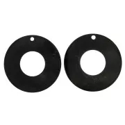 Colgantes étnicos redondos de cuerno motivos Leopardo grabado 48mm Negro/Marrón x2