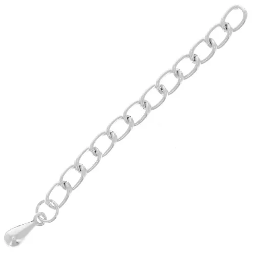 Rombo cadena de extensión de malla 60 mm Plateado x1