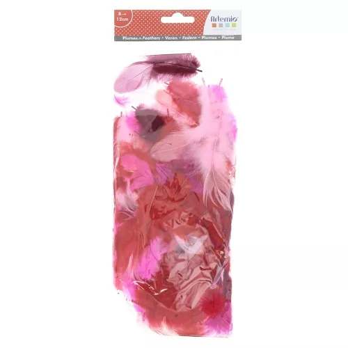 Plumas de color 8 à 12 cm para hacer joyas DIY - Rojo/Rosa x10gr