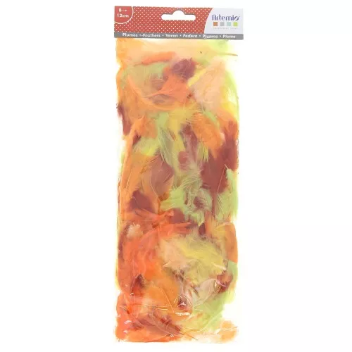 Plumas de color 8 à 12 cm para hacer joyas DIY -Amarillo/Orange x10g