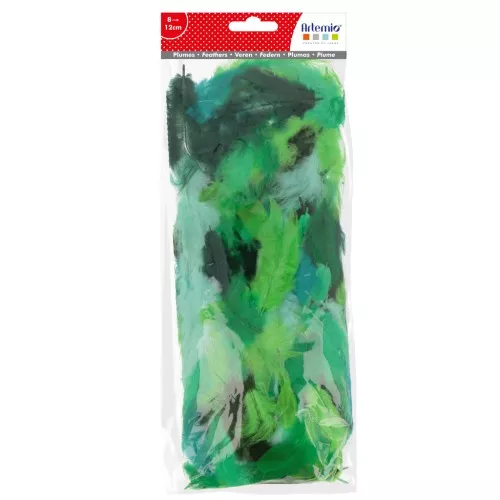 Plumas de color 8 à 12 cm para hacer joyas DIY - Verde/Turquesax10gr