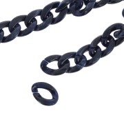 Cadena de plástico brillante eslabones ovalados retorcidos 29x21 mm - Azul Marine x50 cm