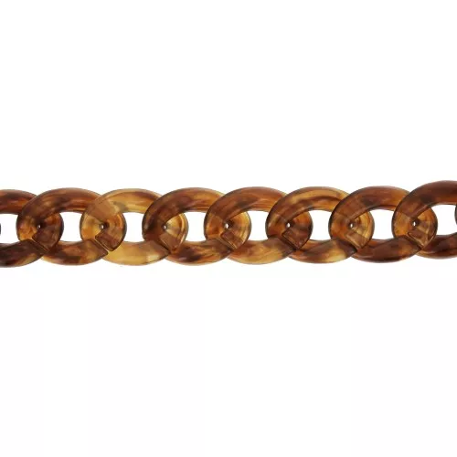 Cadena de plástico brillante eslabones ovalados retorcidos 29x21 mm - Écaille Marron x50cm
