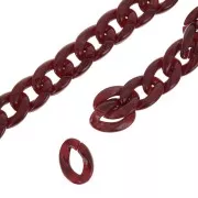 Cadena de plástico brillante eslabones ovalados retorcidos 29x21 mm - Bordeaux x50 cm