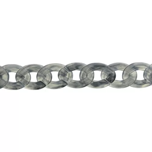 Cadena de plástico brillante eslabones ovalados retorcidos 29x21 mm - Gris Nuage x50 cm