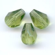 Cuentas en forma de pera facetadas de 7x5 mm - Olivina x25