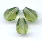 Cuentas en forma de pera facetadas de 7x5 mm - Olivina x25