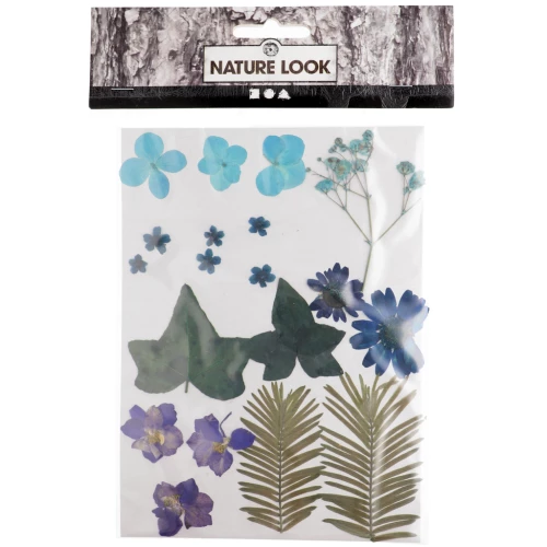 Surtido de flores secas y prensadas para tus creaciones DIY - Azul x1