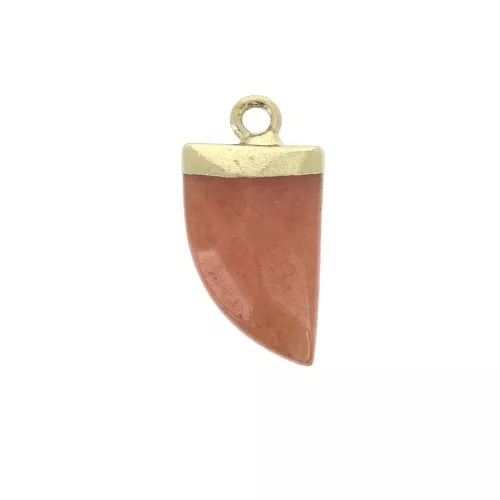 Mini colgante diente de tiburón imitación piedra gema 20mm Aventurine Rojo/Dorado