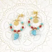 Mini colgante diente de tiburón imitación piedra gema 20mm Aventurine Rojo/Dorado