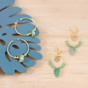 Mini colgante diente de tiburón imitación piedra gema 20mm Aventurine Rojo/Dorado