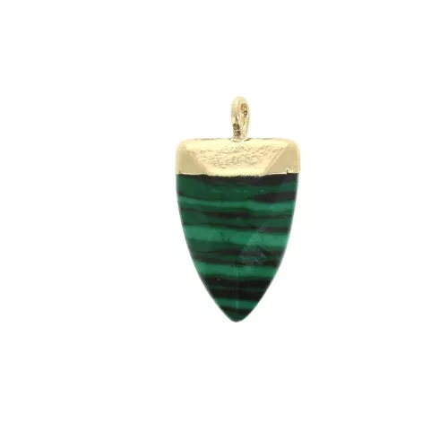 Mini colgante punta con piedra de imitación gema 18 mm Malachite / Dorado x1