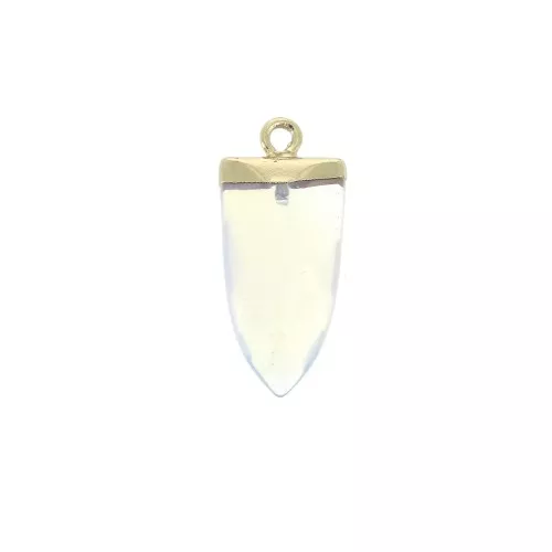 Colgante punta con piedra de imitación gema 25 mm White Opal / Dorado x1