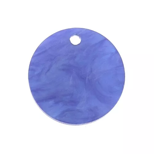 Dije redondo en de plexiglás 18 mm efecto nacarado - Azul x1