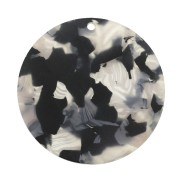 Colgante redondo en plexiglás 38mm efecto Caparazón De Tortuga - Beige / Noir x1|raw }}