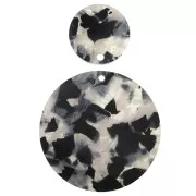 Colgante redondo en plexiglás 38mm efecto Caparazón De Tortuga - Beige / Noir x1