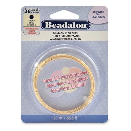 Hilo redondo de latón de 0,41 mm - German Style Wire - Dorado x 20 m