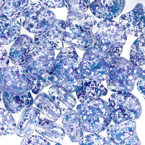 Cuentas de cristal Ginko Duo 2 agujeros 7.5x7.5 mm Confetti Splash Indigo x10g