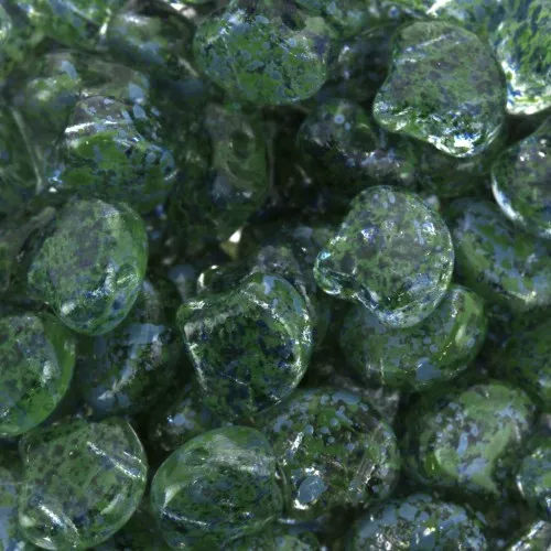 Cuentas de cristal Ginko Duo 2 agujeros 7.5x7.5 mm Confetti Splash Blue Green x10g