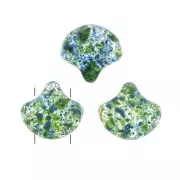 Cuentas de cristal Ginko Duo 2 agujeros 7.5x7.5 mm Confetti Splash Blue Green x10g