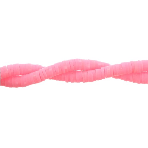 Cuentas arandalas Heishi 3x1 mm Bombón rosa x45 cm