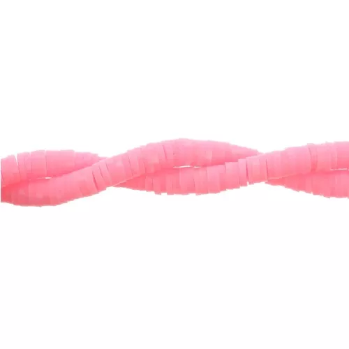 Cuentas arandalas Heishi 3x1 mm Bombón rosa x45 cm
