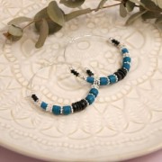 Cuentas arandalas Heishi 3x1 mm Azul pavo real x45 cm