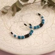 Cuentas arandalas Heishi 3x1 mm Azul pavo real x45 cm