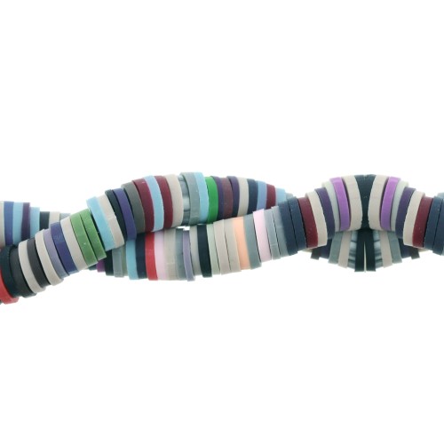 Cuentas arandalas Heishi 6x1 mm Multicolor Azul/Violeta x39 cm